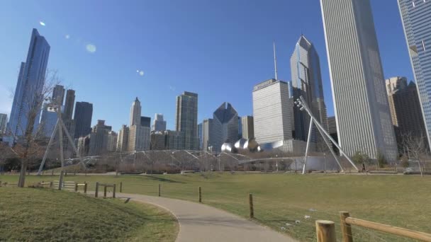 Skyscrapers Seen Millennium Park Chicago — Stock Video