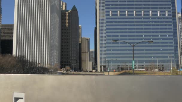 Torens Hoge Gebouwen Straten Van Chicago Verenigde Staten Van Amerika — Stockvideo