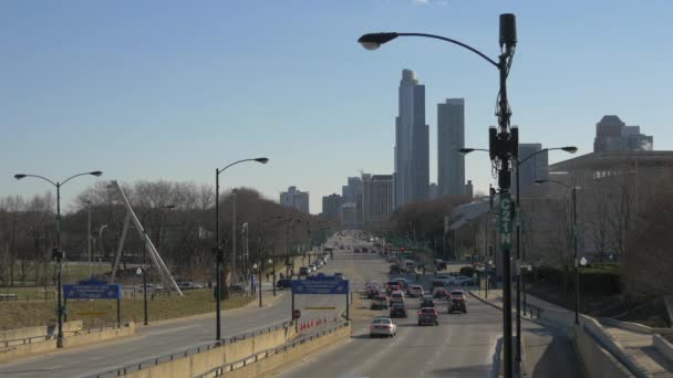 Πλήθος Δρόμο Στο Σικάγο Ηνωμένες Πολιτείες Της Αμερικής — Αρχείο Βίντεο