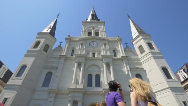 Baixo Ângulo Catedral Saint Louis — Vídeo de Stock