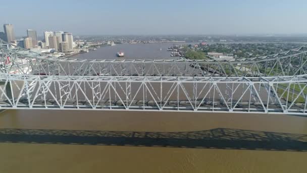 Büyük New Orleans Köprüsü Nün Havadan Görünüşü Amerika Birleşik Devletleri — Stok video
