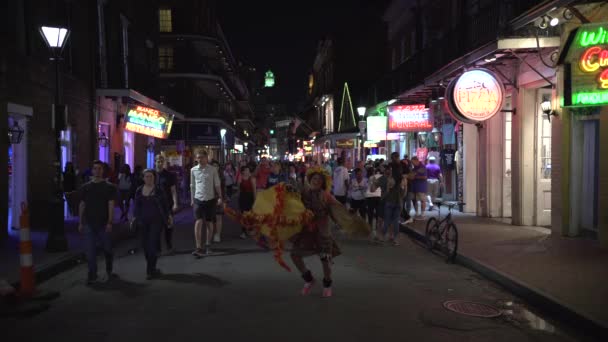 Costumed Woman Dancing Street Night — Stockvideo