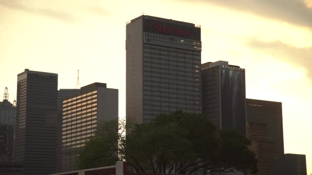 Sheraton Hotel Visto Pôr Sol Dallas — Vídeo de Stock