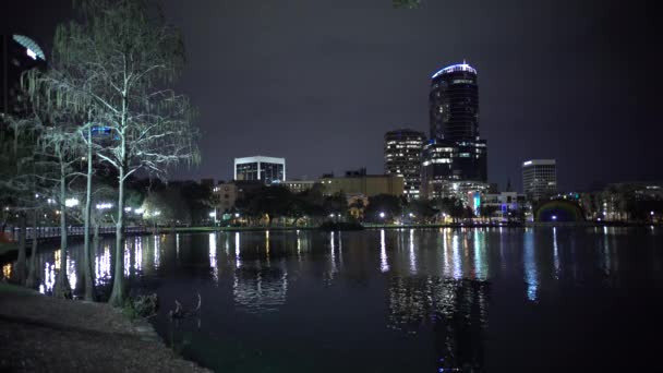 Edificios Vistos Través Del Lago Eola — Vídeo de stock