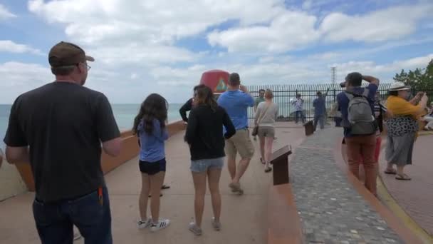 Tourists Southernmost Point — Stock Video