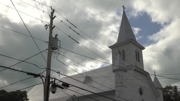 Utility Pole Cornish Memorial Ame Zion Church — Stock Video