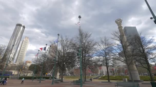Flags Buildings Atlanta — Stockvideo