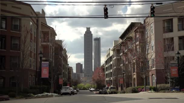 Torre Del Peachtree Vista Lejos — Vídeos de Stock