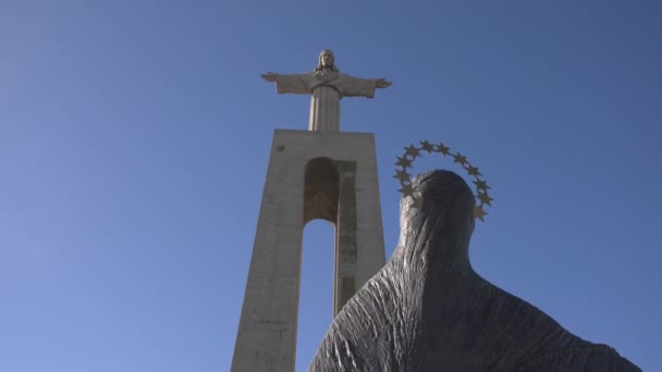 Christus Koning Monument Maagd Maria Standbeeld — Stockvideo