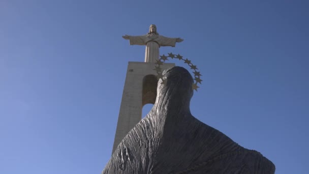 Estátua Virgem Maria Monumento Cristo Rei — Vídeo de Stock
