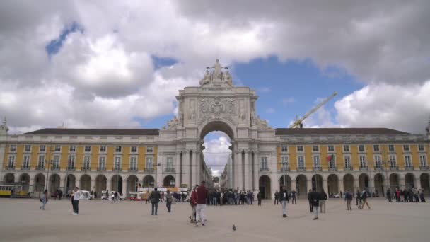 Plaza Comercio Con Arco Rua Augusta — Vídeos de Stock