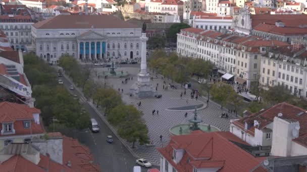 Rossio Meydanı Nın Yüksek Açısı — Stok video