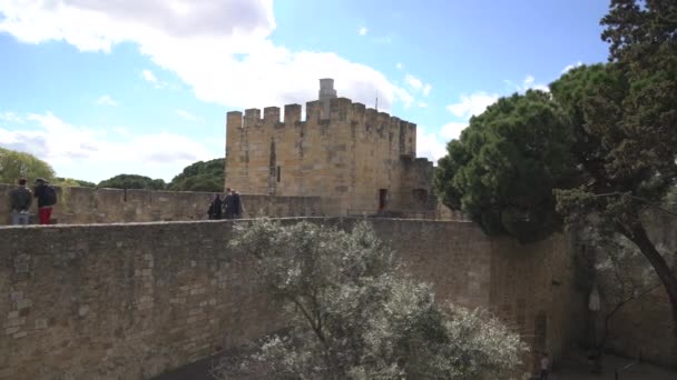 Walking Castle Walls — Stock Video