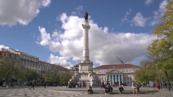 佩德罗四世柱的罗斯西奥广场 — 图库视频影像