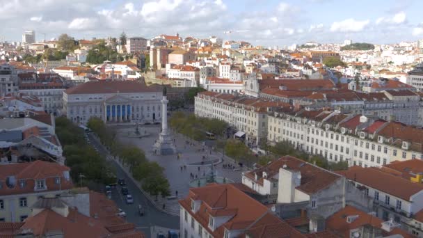 Yukarıdan Rossio Meydanı — Stok video