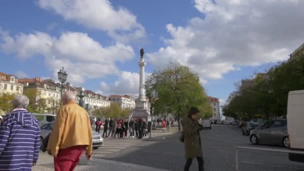 Gente Caminando Plaza Rossio — Vídeos de Stock