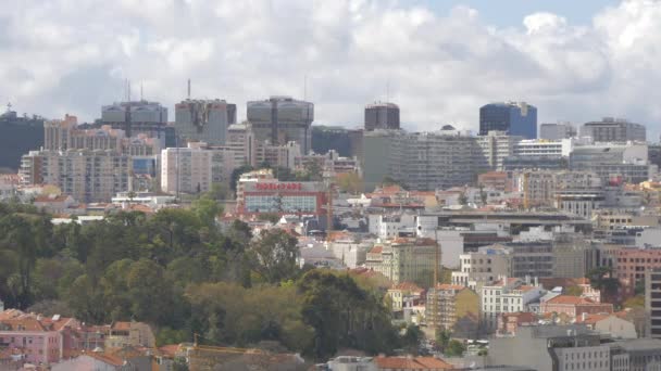 Byggnader Lissabon Stad Dagtid — Stockvideo