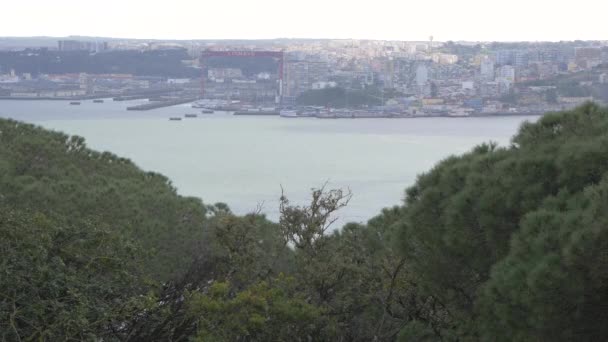 Ποταμός Tagus Και Ακτές Της Λισαβόνας — Αρχείο Βίντεο