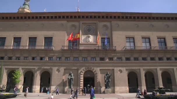 City Hall Zaragoza Spain — Stock Video