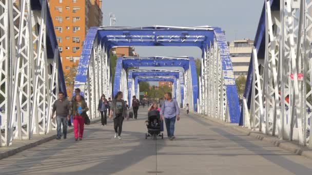 Ludzie Spacerujący Puente Del Pilar — Wideo stockowe