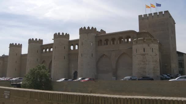 Fortified Walls Towers Aljaferia Palace — Stock Video