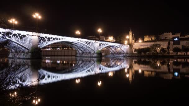Timelapse Pont Triana Pendant Nuit — Video