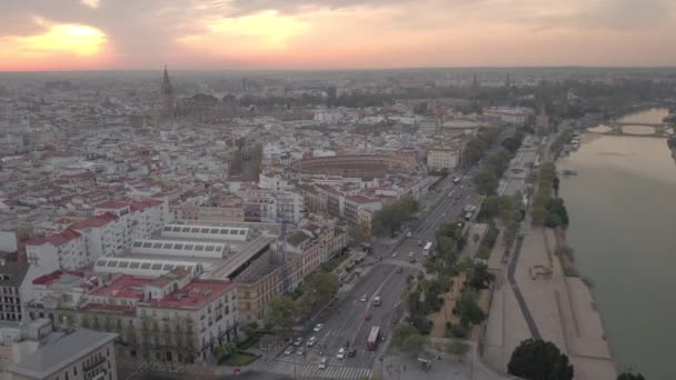 Gün Doğumunda Sevilla Havalimanı Kanal — Stok video