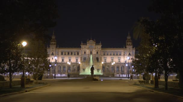 Plaza Espana Maria Luisa Park Night — Stock Video