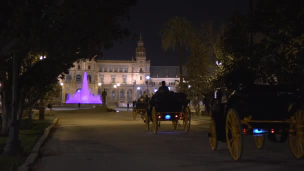 Hästvagnar Väg Till Plaza Espana — Stockvideo