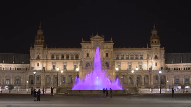 Fontaine Bâtiment Plaza Espana Nuit — Video