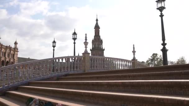 Bridge Stairs Plaza Espana — Stock Video