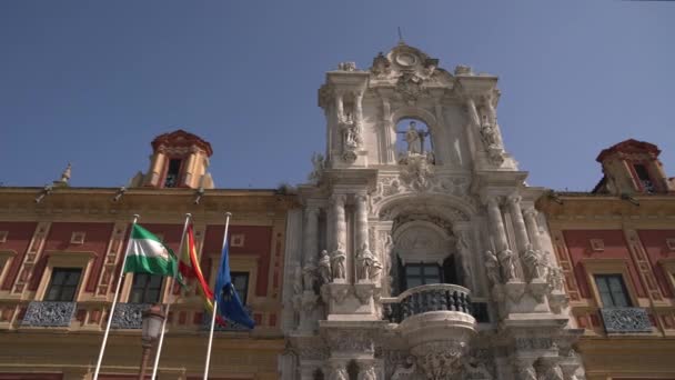 Hauptfassade Des Palastes Von San Telmo — Stockvideo