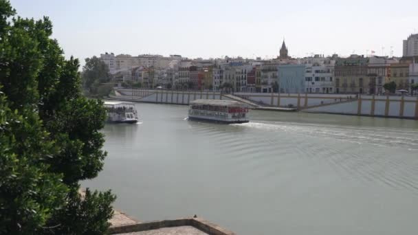Tourist Boats Guadalquivir River — Αρχείο Βίντεο