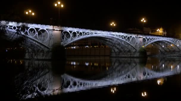 Puente Triana Noite — Vídeo de Stock