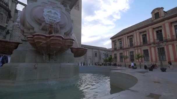 Fontanna Plaza Virgen Los Reyes — Wideo stockowe