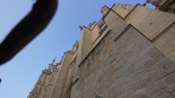 Vista Ángulo Bajo Una Pared Catedral — Vídeos de Stock