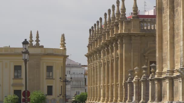 Edificio Con Ornamentos Esculpidos — Vídeo de stock