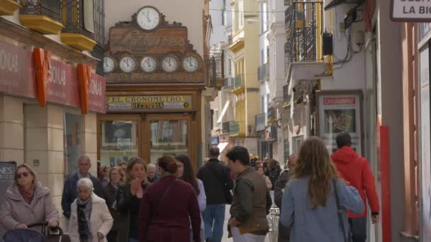Pessoas Uma Rua Comercial Pedestres — Vídeo de Stock