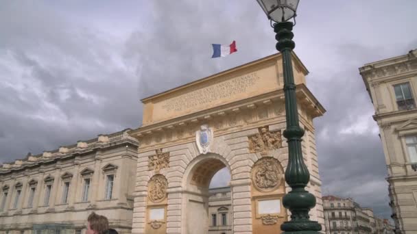 Porte Peyrou Flaga Francuska — Wideo stockowe