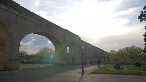 People Resting Saint Clement Aqueduct — Video