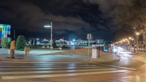 Natt Timelapse Gatan Malaga — Stockvideo