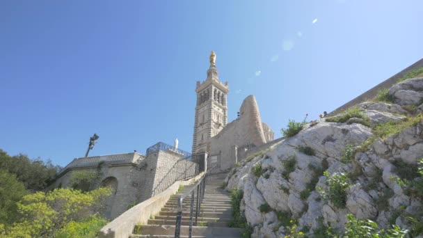 Trappen Naar Notre Dame Garde Marseille — Stockvideo