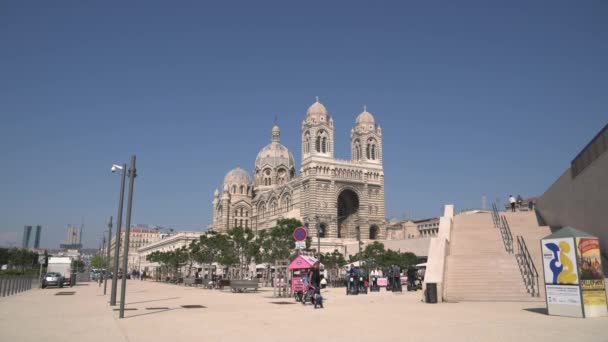 Марсельский Собор Площади — стоковое видео