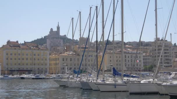 Barcos Anclados Puerto — Vídeos de Stock