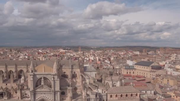 Luftaufnahme Von Toledo Mit Der Kathedrale — Stockvideo