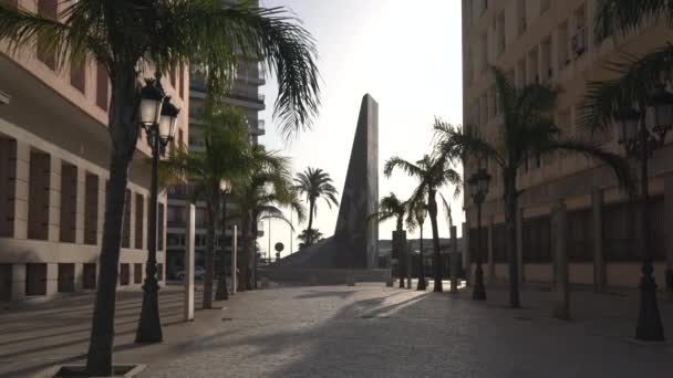 Palmeiras Perto Monumento — Vídeo de Stock