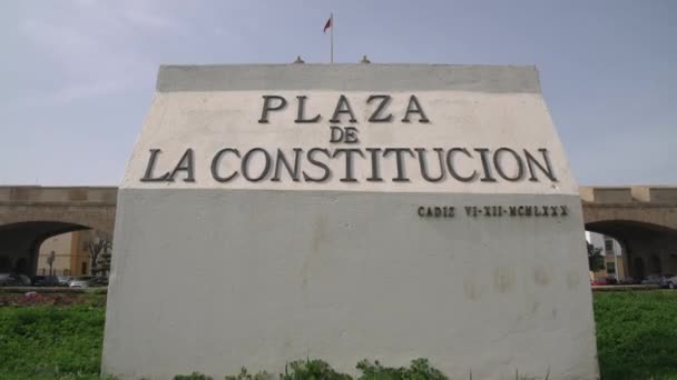 Jmenná Deska Ústavním Náměstí Cádiz — Stock video