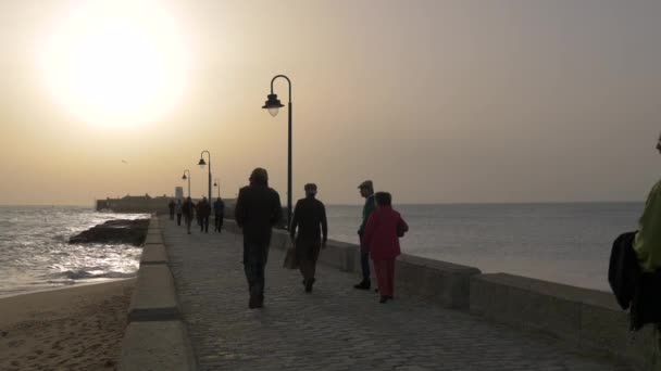 桟橋を歩く人々 — ストック動画