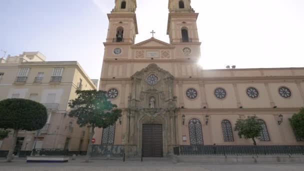 Façade Van Kerk Van San Antonio Padua Cadiz — Stockvideo