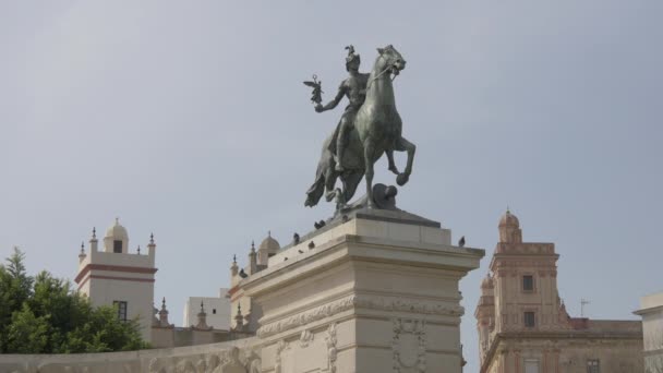 Una Estatua Ecuestre Pedestal — Vídeo de stock